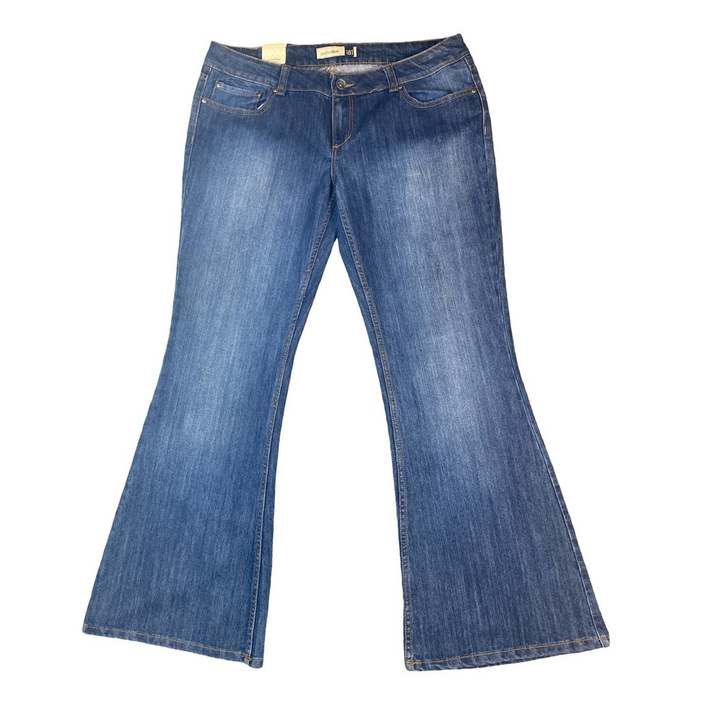 NWT Y2K Anchor Blue Flare Lily Jeans Womens 15 Medium Wash Denim Flare  Low Rise